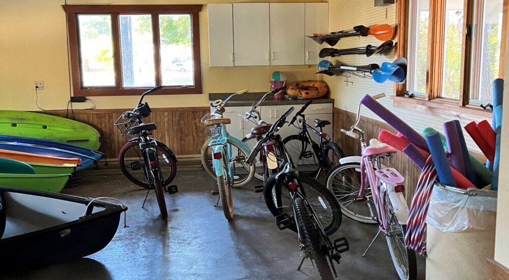 Shadow Lake Retreat's garage is full of equipment for fun in the sun